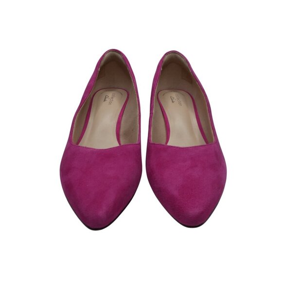 Clarks Shondrah Ruby Hot Pink Suede Kitten Heel Pumps Womens 9.5 Wide - Picture 6 of 13